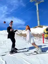 Erciyes'te Kayakçı Gelin ve Damat
